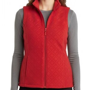 LAURA SCOTT Sleeveless Textured Fleece Vest, Women’s M, Red